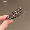 Presilha de cabelo luxuosa e elaborada com strass, presilha estilosa para a parte de trás da cabeça, versátil para franja e cabelo lateral, novo design moderno