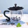 Taza Creativa de Gato Dibujo Animado Taza de Agua Taza de Café de Gato Taza Práctica Taza de Vidrio para Pareja Taza con Garra de Gato Patrón de Glaciar Mini