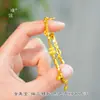 Loja de ouro Puzuo com o mesmo estilo de ouro de areia flash pop contas disco flor cabaça de ouro quebrada pulseira Ping An Fu Lu joias de ouro quebrado mulheres