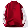 Artículo Popular Transfronterizo Moda de Moda Cuello Alto Botones Tejido Capa Base Tejido Hombre Rojo Blanco Crudo