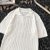 Polo Torcido Vintage 2025 Masculino Ajuste Respirável Tricotado Manga Curta Estilo Old Money Casual Para o Dia a Dia Camiseta Que Combina Com Tudo