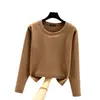 Camiseta térmica de cuello redondo para mujer, forrada de forro polar, otoño e invierno, talla grande, forrada de forro polar y engrosada, color liso, efecto adelgazante, capa base de otoño