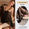 Nueva Lencería Sexy Nocturna con Abertura en la Entrepierna, Ropa de Dormir que No Hay que Quitarse, Conjunto de Camisón de Encaje con Lazo Grande 1819