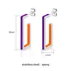 Pendientes Geométricos en Forma de U de Colores Contrastantes Morado y Naranja con Marco Plateado Justop Pendientes Geométricos Únicos de Colores Contrastantes Morado y Naranja