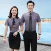 Verão Business Men's short-sleeved camisa traje de negócios 4S loja Real Estate professor camisa das mulheres terno uniforme roupas de trabalho