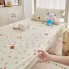 Sábana bajera de algodón para estudiante, funda de cama de una sola pieza, dormitorio, protector de colchón estampado, cobertura completa, nuevo modelo 2026 cama