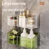 Soporte de Pared sin Taladro Caja de Almacenamiento de PET, Organizador de Cosméticos para Baño, Cesta de Almacenamiento para Jengibre y Ropa de Cocina, Contenedor Organizador Apilable con Drenaje
