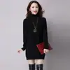 Vestido de Punto de Cuello Alto de Manga Larga de Color Sólido para Mujer con Efecto Adelgazante Estilo Chanel