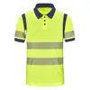 Camisa polo de trabajo reflectante de secado rápido transfronteriza con banda reflectante, confección a medida para ingeniería civil y transporte, personalización de camiseta de manga corta