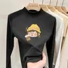 Ropa interior térmica para niñas: Colección Otoño/Invierno 2026, cuello semi-alto, camiseta de manga larga cepillada, top térmico de forro polar para niños