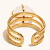Anillo Abierto Transfronterizo Europeo y Americano de Acero Inoxidable Chapado en Oro de 18 Quilates, Moderno, Elegante, de Gama Alta, Joyería de Lujo Ligero para Mujeres