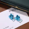 Pendientes de Cristal de Azúcar, Pendientes Únicos Azul Marino para Primavera y Verano, Lujo Accesible, Aurora Estéreo de Gama Alta, Pendientes Exquisitos y Sencillos