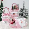 Nova Decoração de Natal Transfronteiriça Saco de Maçã Saco de Doces para Crianças Saco de Presente de Desenho Animado Tricotado Rosa para Namorada