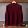 Suéter de cachemira 2026 otoño/invierno nuevo suéter de punto para hombre de cuello alto medio casual de negocios para mediana edad capa base de doble hilo