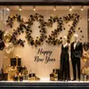 Fita Decorativa Garland de Estrelas Preto e Dourado para Ano Novo 2m Adereços de Decoração para Festa de Véspera de Ano Novo Ornamento Pendente de Lantejoulas de Estrela