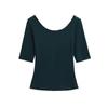 Camiseta Básica de Manga Média Estilo Europeu e Americano para Mulheres, Verão Sexy com Clavícula Exposta, Valoriza a Figura, Cropped Camiseta Base Interna Ins
