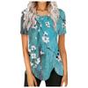 Camiseta de manga corta con cuello redondo y estampado degradado de botones retro para mujer europea y americana de nueva moda primavera 2023