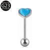 Joia de piercing para língua G23 de liga de titânio, novo, transfronteiriço, amor com pedra olho de gato incrustada, prego de língua em forma de coração, cor mágica, 14G, F136
