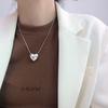 Collar con Corazón Tridimensional Estilo Coreano para Mujer, Cadena de Clavícula con Forma de Corazón Exagerada, Elegante Temperamento Vintage, de Moda