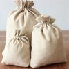 Bolsa de almacenamiento de algodón y lino en blanco para pintar a mano DIY, con cordón fruncido, para regalo de té, dulces, monedero, suministro de fábrica