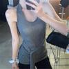 Top Tank Sexy Halter con Cuello en V para Mujer Estilo Americano Spicy Girl, Diseño de Verano con Tirantes, Corte Ajustado, Pedrería Brillante, Camisola Transparente