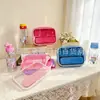 Novo Conjunto de Marmita e Garrafa de Água Infantil Desenho Animado Plástico Compartimento de Almoço Caixa Bento Portátil Marmita Selada