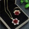 Anillo Rosa de Cinabrio Natural Colgante Pendientes Cinabrio Mineral en Bruto Anillo Tejido Pulsera Rosa Pulsera Regalo
