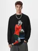 Transfronterizo Europeo y Americano Retro CR7 Gesto de Mano Icónico Impresión Directa Digital Oversize Cuello Pequeño Versátil Manga Corta