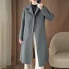 Abrigo Cárdigan Clásico de Alta Gama 100% Lana Pura Doble Cara para Mujer, Nuevo Moda Otoño e Invierno 2026 Ajustado a la Figura por Encima de la Rodilla