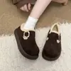 Mocasines para mujer 2026 nuevos de otoño e invierno con forro de felpa, botines cortos de estilo británico para personas petite con suelas gruesas y aumento de altura, botas de nieve versátiles