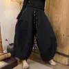 2026 Verano Nuevo Holgado Casual Versátil Retro Simple Gama Alta Trabajo Pesado Patchwork Talla Grande Algodón Lino Pantalones Linterna Mujer
