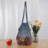 Bolsa de red de compras portátil Lou boca bolsa de red de algodón plegable bolsa de red con cordón venta al por mayor supermercado bolsa de red para verduras y frutas