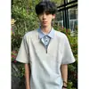 26 Estilos de Camisas Polo Waffle de Manga Corta Falsas de Dos Piezas Estilo Americano para Hombre, Camisetas de Verano de Moda con Media Cremallera y Cuello Camisero para Mujer, Manga Corta