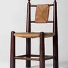 Silla de Comedor Vintage de Madera Maciza y Ratán Tejido, Silla Retro de Ratán de Paja para el Hogar, Casa de Huéspedes Sencilla, Cafetería, Silla de Ratán de Ocio con Respaldo
