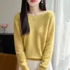26 Novo Suéter de Tricô Feminino de Outono com Gola Redonda, Camisa Básica Feminina Solta em Tricô Trançado