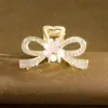 Nuevo Estilo de Tocados con Lazo de Alta Gama y Pasador Incrustado con Diamantes, Elegante Pinza de Media Cola en la Parte Trasera de la Cabeza, Versátil Accesorio para el Cabello tipo Pinza de Tiburón