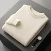 Nuevo suéter de lana para hombre de otoño e invierno, cuello redondo, engrosado, jacquard texturizado, corte holgado, color liso, tejido de punto casual de negocios para hombre