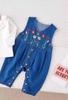 Ropa de otoño para bebé, conjunto de dos piezas de mezclilla para niña, traje de otoño estilo coreano, mono con tirantes estilo occidental