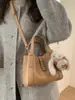 Bolso Cubo con Patrón de Lichi Estilo Coreano, Bolso de Mano para Mujer, Bolso Tote de Diseño Nicho, Bolso Minimalista de Alta Gama