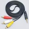 Cable de Audio Uno a Dos 3.5mm a 2Rca Cable de Audio Altavoz de Computadora Amplificador Doble Cabeza de Loto Cable de Audio