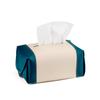 Cuero Napa Estampado Empalme de Color Estilo Simple Ins Bolsa de Pañuelos Escritorio Escritorio Sala de Estar Bolsa de Pañuelos a Prueba de Polvo en Stock