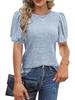 Tops de Manga Corta Acanalados Sueltos de Color Puro Casuales de Verano Nuevos Transfronterizos Europeos y Americanos para Mujer