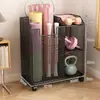 Equipo de Fitness para Baloncesto en Casa Móvil, Cesta de Almacenamiento para Esterilla de Yoga con Ruedas, Estante para Huecos de Bádminton