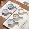 Estudio Lanzhai piedra de tinta pequeña creativa plato de tinta de cerámica soporte para lamer pincel de pluma piscina de tinta de pigmento de agua de tinta plato de tinta soporte para pluma