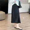 ¡Bienes de Lujo y Nobleza de Gama Alta! Falda Eastman de Acetato Dorado Textura Ligeramente Arrugada Falda Larga de Satén Corte al Bies Forma H