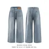 Jeans rectos de pierna ancha desestructurados de marca de moda retro americana lavada para hombre, nuevos pantalones holgados de pierna ancha hasta el suelo para primavera y otoño para hombre