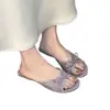 Chinelos Planos com Laço de Renda Francesa para Mulheres, Uso Externo de Verão, Estilo Simples para Combinar com Saias, Sandálias de Encaixe Vazadas Retrô
