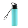 Botella de agua plegable de silicona transfronteriza para ciclismo al aire libre, vaso de agua deportivo, anticaída, botella de agua deportiva plegable de silicona de grado alimenticio
