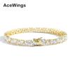 Explosões Transfronteiriças Europeias e Americanas Conjunto de Cobre Feminino em Forma de Coração Positivo e Reverso Pulseira de Zircônia Amor de Três Garras Pulseira de Tênis de Zircônia Amor para Mulheres