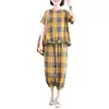 Primavera/Verano 2023 Nuevo Cuadros Talla Grande Ropa de Mujer Explosiones Traje Casual Top Pantalones Conjunto de Dos Piezas para Mujer